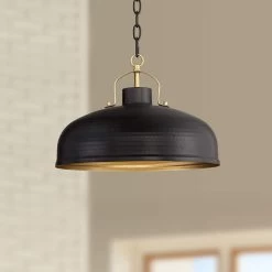 Possini Euro Camden 15 3/4" Wide Black And Warm Brass Ceiling Pendant -Famous Lighting Store possini euro camden 15 and three quarter inch wide black and warm brass ceiling pendant 54a29cropped