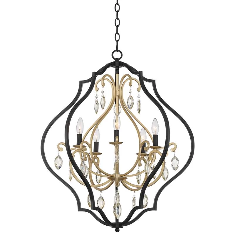 Possini Euro Clara 26 1/2" Wide Black And Soft Gold 5-Light Chandelier 4 Possini Euro Clara 26 1/2" Wide Black And Soft Gold 5-Light Chandelier - Image 2