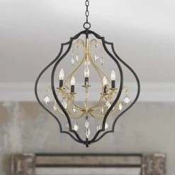 Possini Euro Clara 26 1/2" Wide Black And Soft Gold 5-Light Chandelier