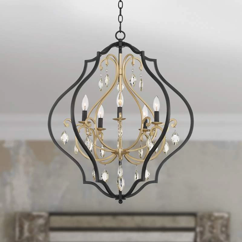 Possini Euro Clara 26 1/2" Wide Black And Soft Gold 5-Light Chandelier 3 Possini Euro Clara 26 1/2" Wide Black And Soft Gold 5-Light Chandelier