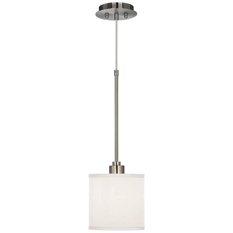 Possini Euro Cream White 7" Wide Textured Faux Silk Mini Pendant Light 4 Possini Euro Cream White 7" Wide Textured Faux Silk Mini Pendant Light - Image 2