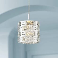 Possini Euro Crystal Rain 6" Wide Chrome Mini LED Pendant