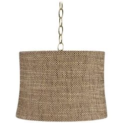 Possini Euro Dortmund 14" Wide Antique Brass Shaded Pendant Light