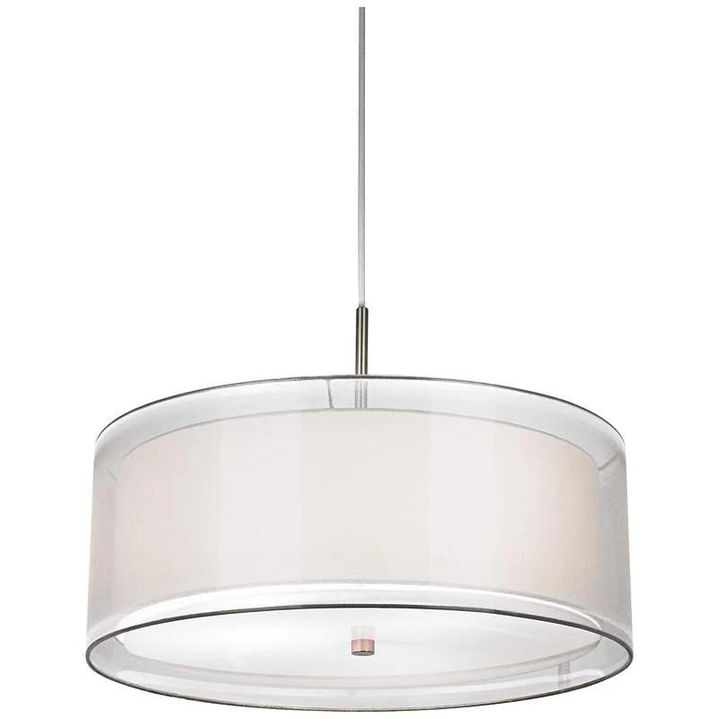Possini Euro Double Drum 20" Wide White Pendant Light 5 Possini Euro Double Drum 20" Wide White Pendant Light - Image 3