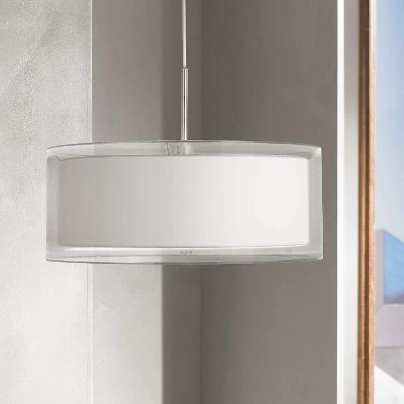 Possini Euro Double Drum 20" Wide White Pendant Light 4 Possini Euro Double Drum 20" Wide White Pendant Light - Image 2