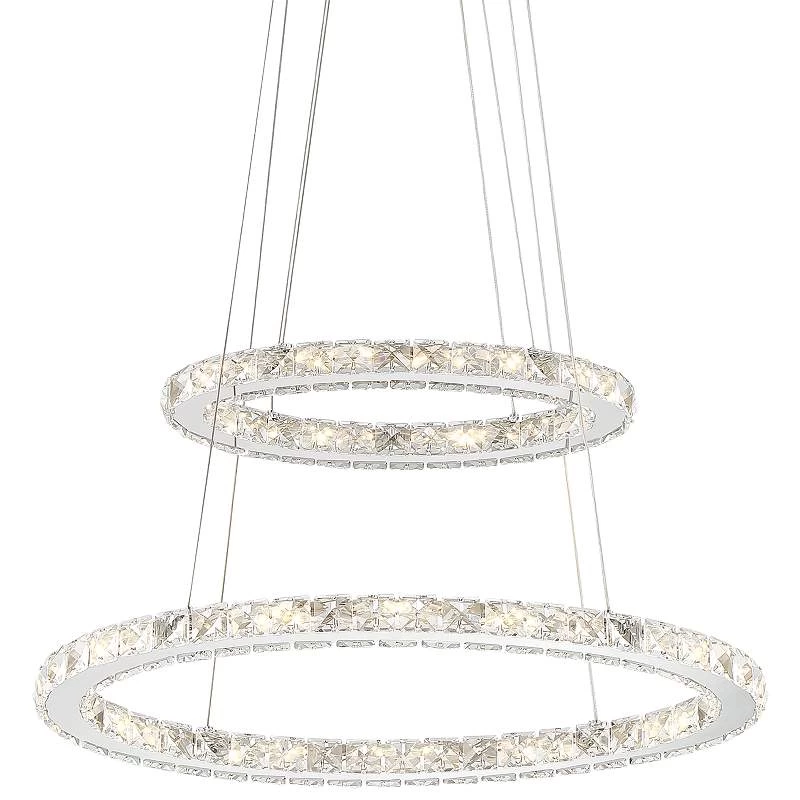 Possini Euro Glenna 23 3/4" Wide Chrome 2-Ring LED Pendant Light 4 Possini Euro Glenna 23 3/4" Wide Chrome 2-Ring LED Pendant Light - Image 2
