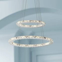 Possini Euro Glenna 23 3/4" Wide Chrome 2-Ring LED Pendant Light