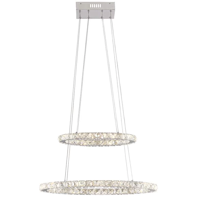 Possini Euro Glenna 23 3/4" Wide Chrome 2-Ring LED Pendant Light 7 Possini Euro Glenna 23 3/4" Wide Chrome 2-Ring LED Pendant Light - Image 5