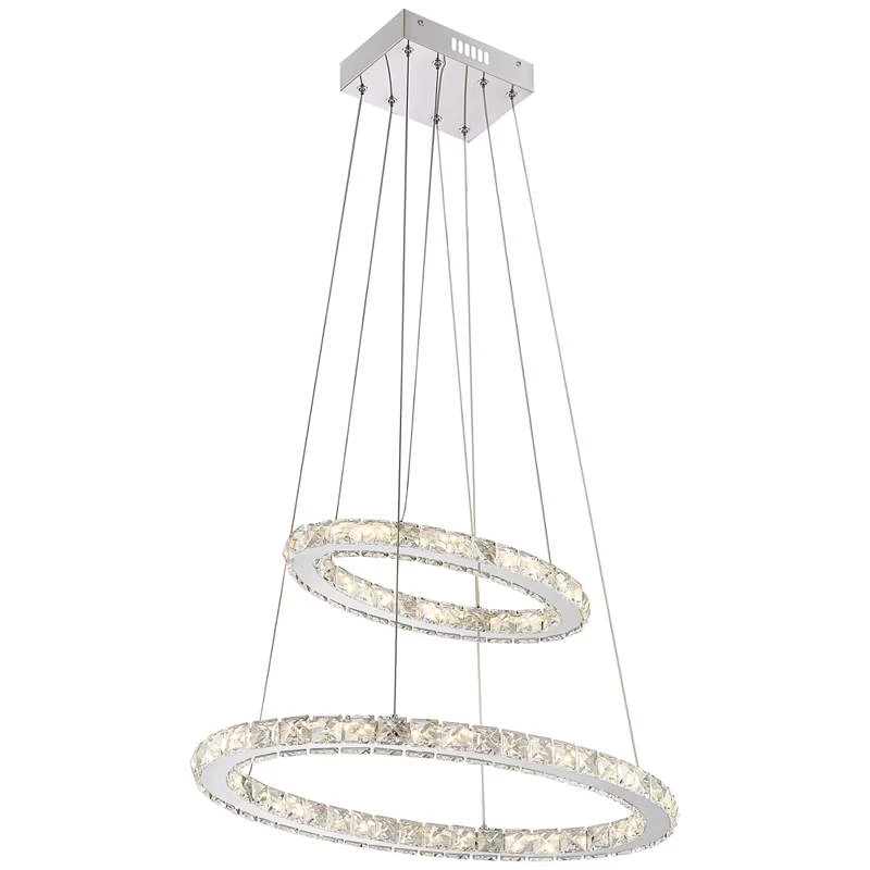 Possini Euro Glenna 23 3/4" Wide Chrome 2-Ring LED Pendant Light 8 Possini Euro Glenna 23 3/4" Wide Chrome 2-Ring LED Pendant Light - Image 6