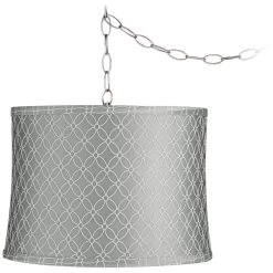 Possini Euro Gray An-Qing 14" Wide Nickel Plug-In Swag Chandelier