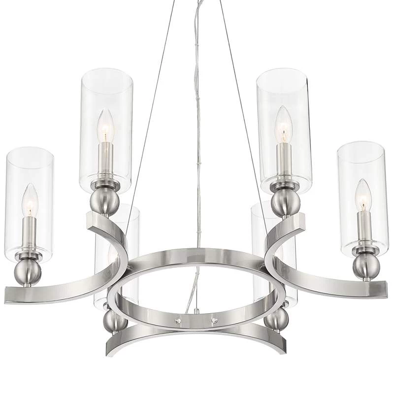 Possini Euro Hobbes 24 1/4" Wide Satin Nickel 6-Light Ring Chandelier 7 Possini Euro Hobbes 24 1/4" Wide Satin Nickel 6-Light Ring Chandelier - Image 5