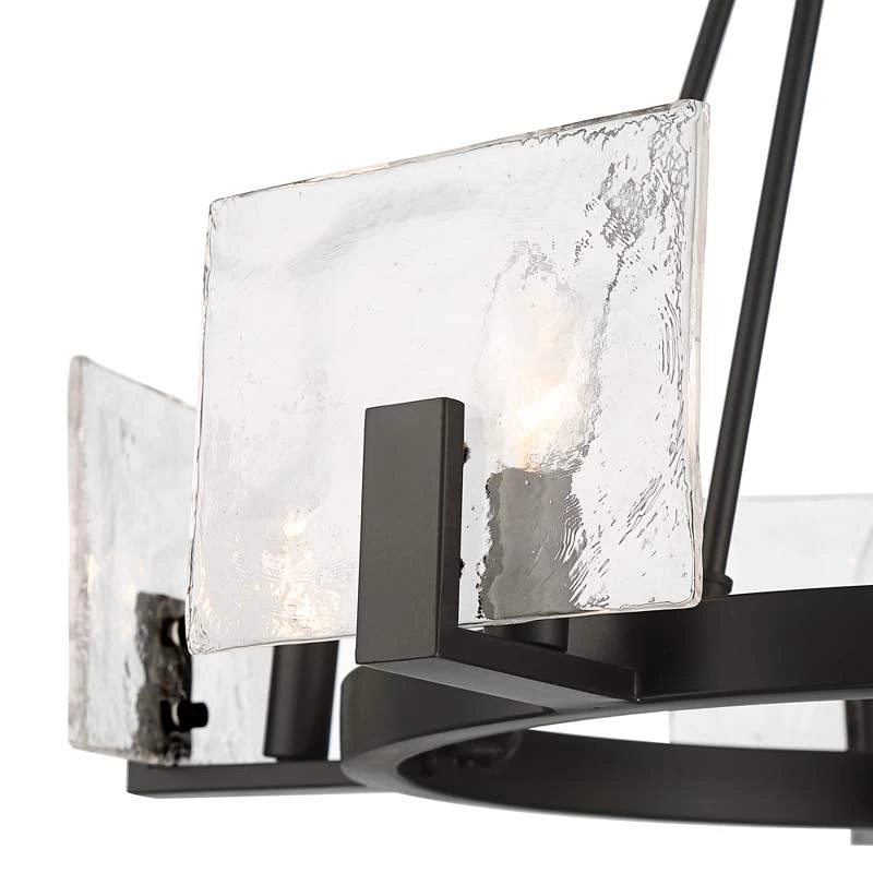 Possini Euro Kahai 22 1/4" Wide Black And Glass Panel Ring Chandelier 6 Possini Euro Kahai 22 1/4" Wide Black And Glass Panel Ring Chandelier - Image 4