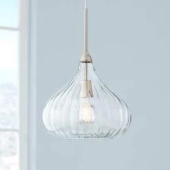 Possini Euro Major 12 1/2" Nickel And Clear Glass LED Pendant Light