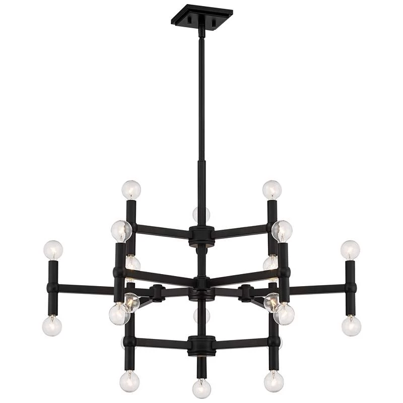Possini Euro Marya 31 1/2" Wide Semi Gloss Black 24-Light Chandelier 4 Possini Euro Marya 31 1/2" Wide Semi Gloss Black 24-Light Chandelier - Image 2