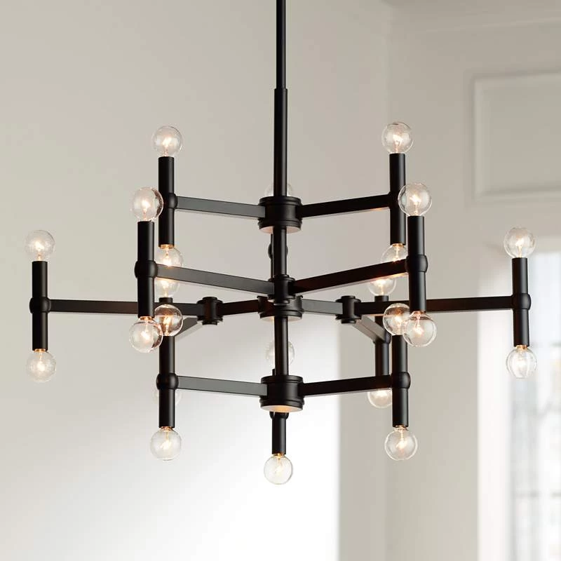 Possini Euro Marya 31 1/2" Wide Semi Gloss Black 24-Light Chandelier 3 Possini Euro Marya 31 1/2" Wide Semi Gloss Black 24-Light Chandelier