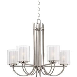 Possini Euro Melody 26 3/4" Double Glass And Brushed Nickel Chandelier -Famous Lighting Store possini euro melody 26 and three quarter inch double glass and brushed nickel chandelier 3j118