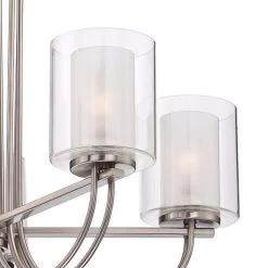 Possini Euro Melody 26 3/4" Double Glass And Brushed Nickel Chandelier -Famous Lighting Store possini euro melody 26 and three quarter inch double glass and brushed nickel chandelier 3j118views2