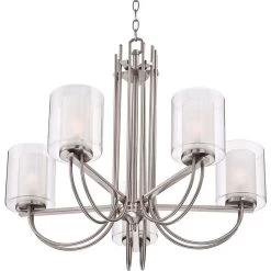 Possini Euro Melody 26 3/4" Double Glass And Brushed Nickel Chandelier -Famous Lighting Store possini euro melody 26 and three quarter inch double glass and brushed nickel chandelier 3j118views3
