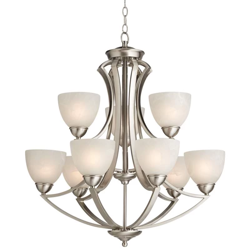 Possini Euro Milbury 30" Wide Satin Nickel 9-Light Chandelier 4 Possini Euro Milbury 30" Wide Satin Nickel 9-Light Chandelier - Image 2