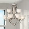 Possini Euro Milbury 30" Wide Satin Nickel 9-Light Chandelier -Famous Lighting Store possini euro milbury 30 inch wide satin nickel 9 light chandelier p0508cropped