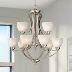 Possini Euro Milbury 30" Wide Satin Nickel 9-Light Chandelier
