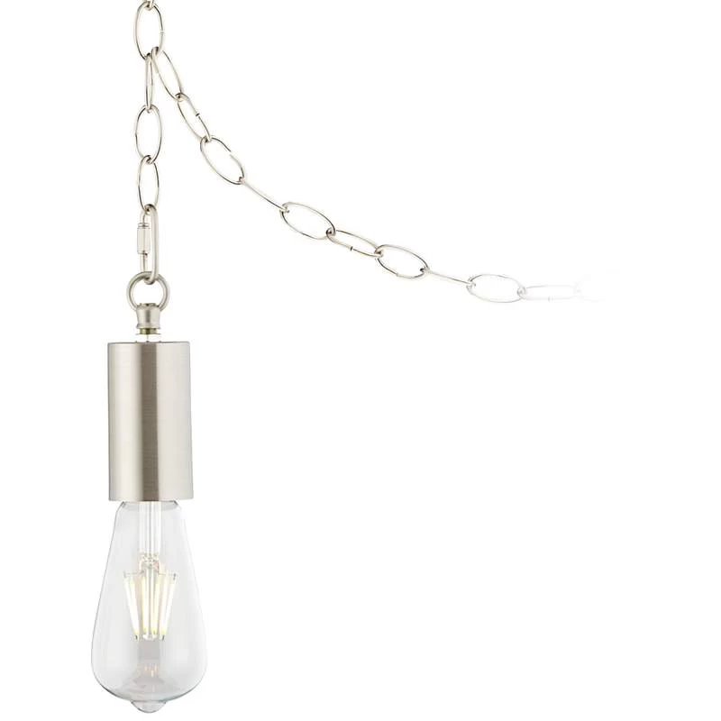 Possini Euro Nickel Plug-In Hanging Swag Chandelier With Edison LED Bulb 3 Possini Euro Nickel Plug-In Hanging Swag Chandelier With Edison LED Bulb