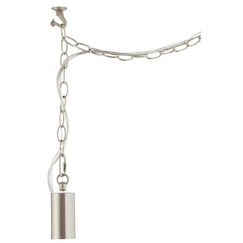 Possini Euro Nickel Plug-In Hanging Swag Chandelier With Milky G25 LED Bulb 8 Possini Euro Nickel Plug-In Hanging Swag Chandelier With Milky G25 LED Bulb - Image 6