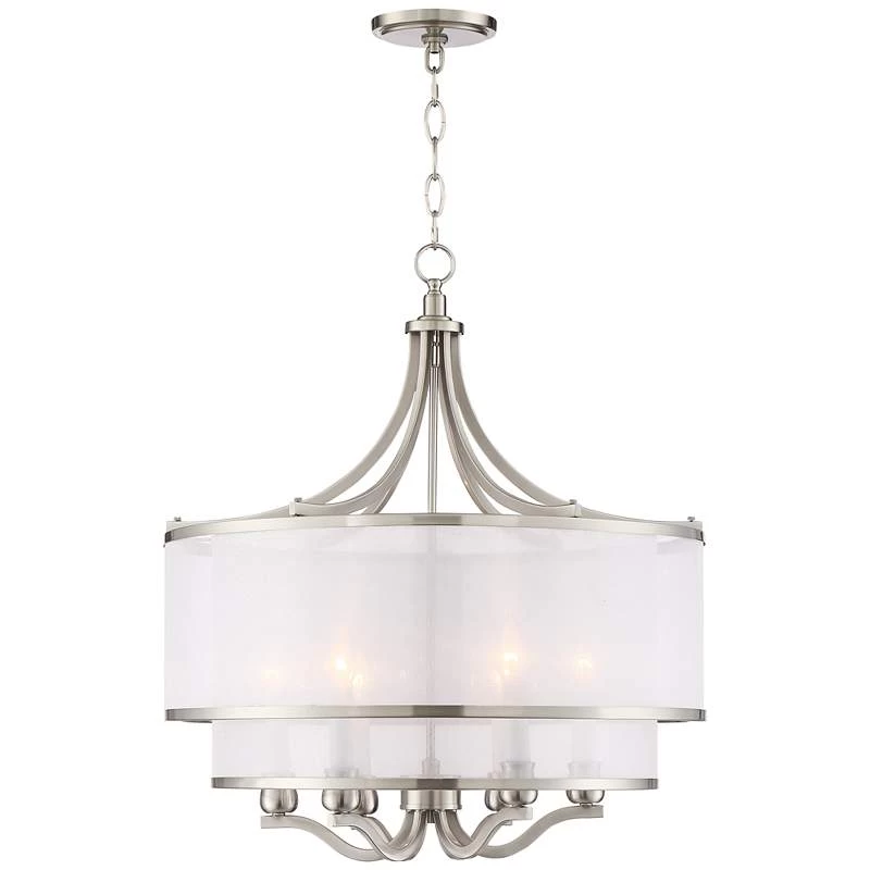 Possini Euro Nor 23" Wide 6-Light Brushed Nickel Drum Shade Pendant 8 Possini Euro Nor 23" Wide 6-Light Brushed Nickel Drum Shade Pendant - Image 6