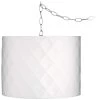Possini Euro Off-White 15" Wide Brushed Nickel Plug-In Swag Chandelier