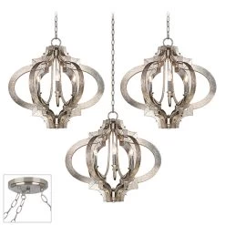 Possini Euro Ornament Brushed Nickel 3-Light Swag Chandelier