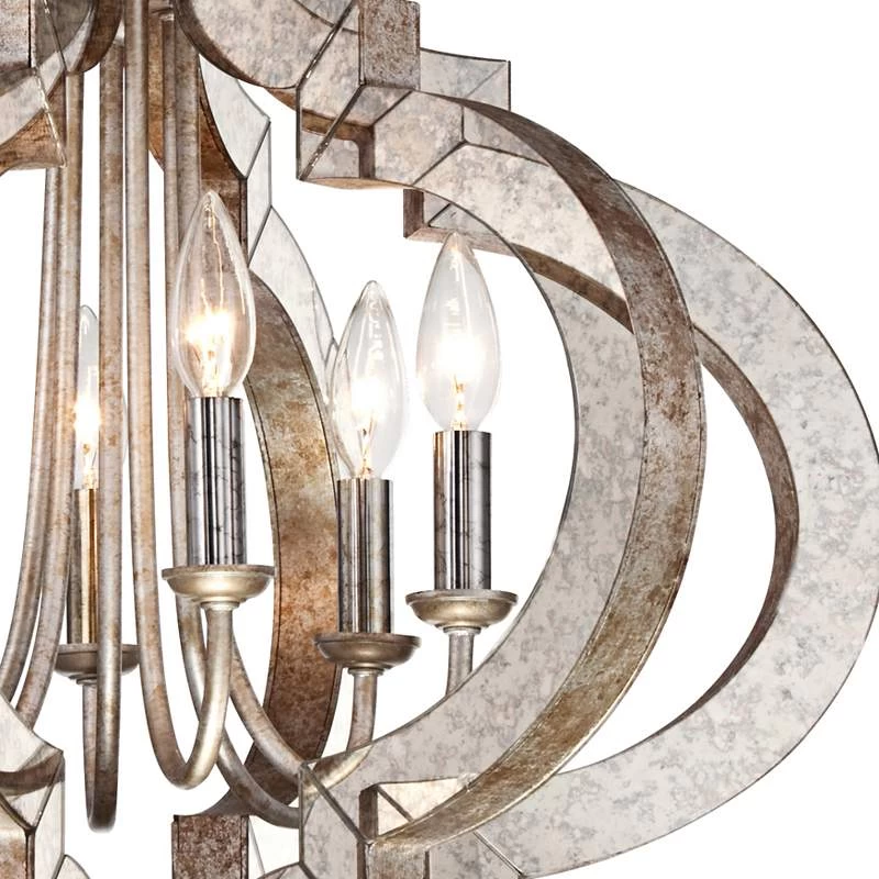 Possini Euro Ornament Brushed Nickel 3-Light Swag Chandelier 5 Possini Euro Ornament Brushed Nickel 3-Light Swag Chandelier - Image 3
