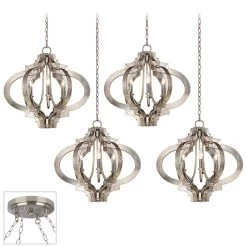 Possini Euro Ornament Brushed Nickel 4-Light Swag Chandelier