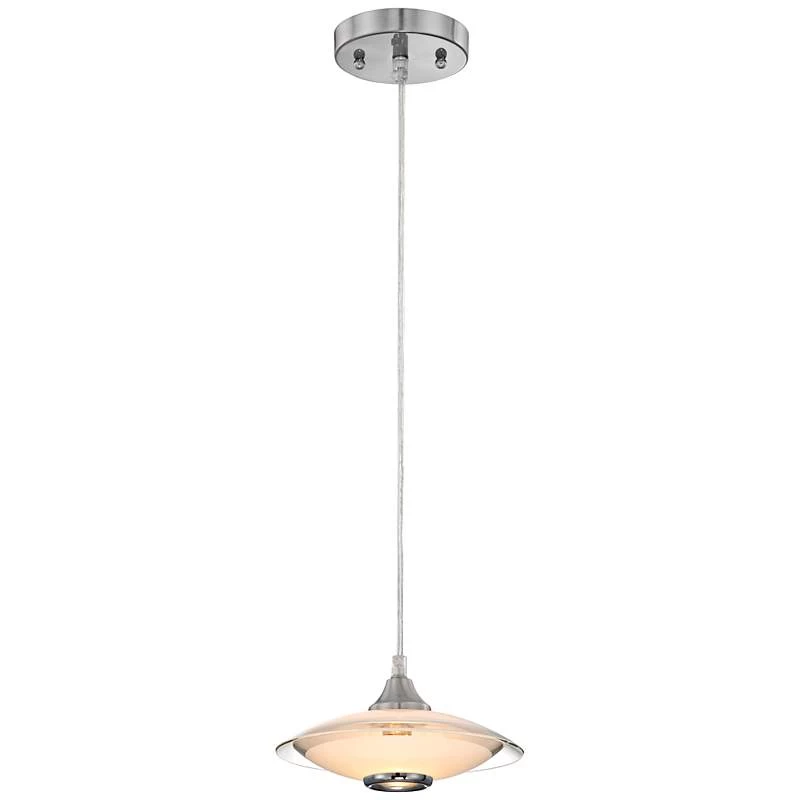 Possini Euro Satin Nickel And Glass Saucer Modern Mini Pendant Chandelier 4 Possini Euro Satin Nickel And Glass Saucer Modern Mini Pendant Chandelier - Image 2