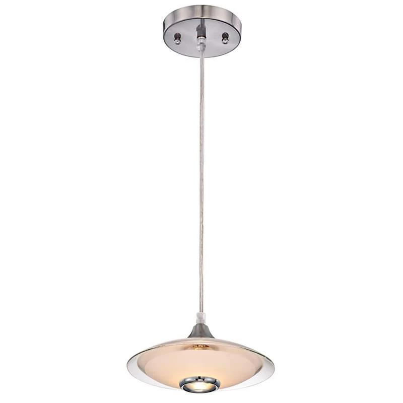 Possini Euro Satin Nickel And Glass Saucer Modern Mini Pendant Chandelier 7 Possini Euro Satin Nickel And Glass Saucer Modern Mini Pendant Chandelier - Image 5