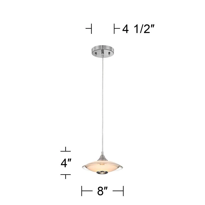 Possini Euro Satin Nickel And Glass Saucer Modern Mini Pendant Chandelier 8 Possini Euro Satin Nickel And Glass Saucer Modern Mini Pendant Chandelier - Image 6