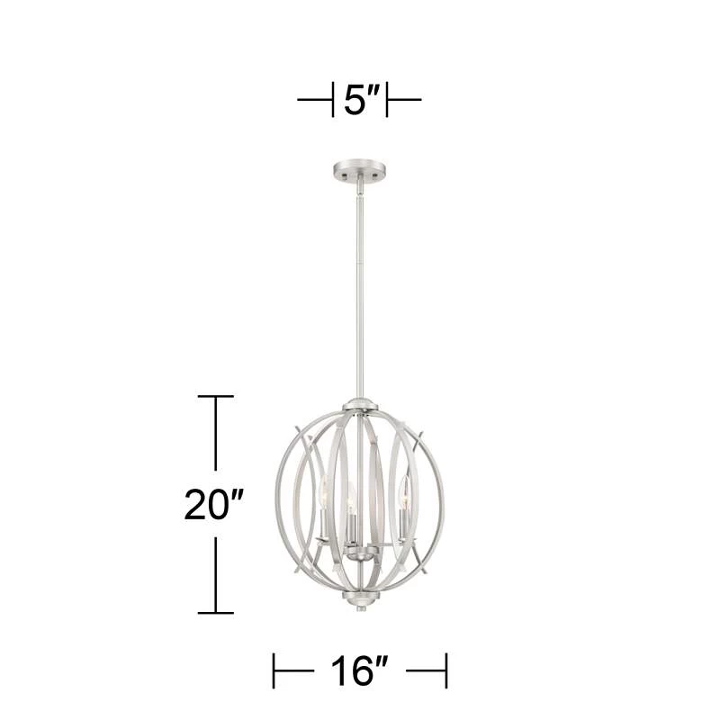 Possini Euro Spherical 16" Wide Brushed Nickel 3-Light Globe Pendant 9 Possini Euro Spherical 16" Wide Brushed Nickel 3-Light Globe Pendant - Image 7