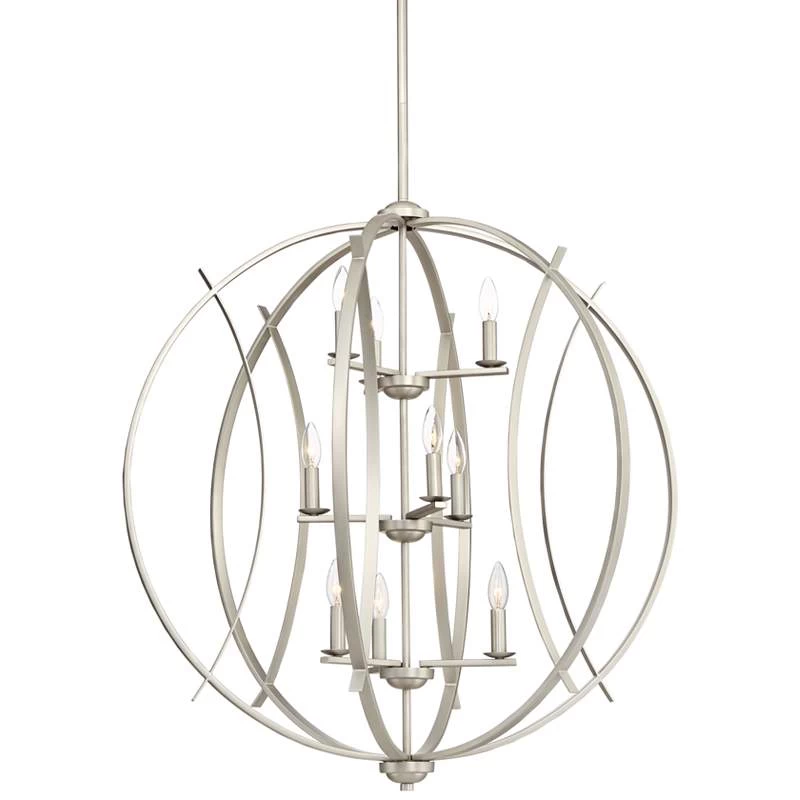 Possini Euro Spherical 32 3/4"W Brushed Nickel 9-Light Pendant 4 Possini Euro Spherical 32 3/4"W Brushed Nickel 9-Light Pendant - Image 2