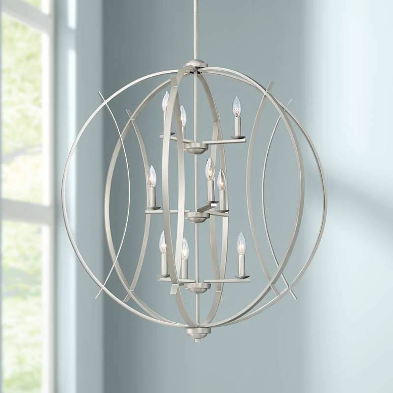 Possini Euro Spherical 32 3/4"W Brushed Nickel 9-Light Pendant 3 Possini Euro Spherical 32 3/4"W Brushed Nickel 9-Light Pendant