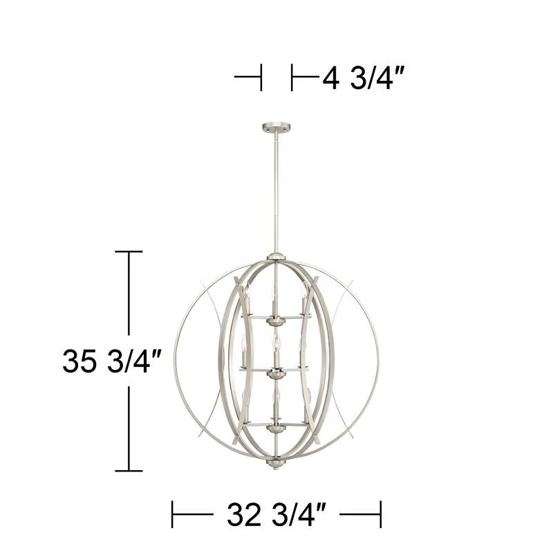 Possini Euro Spherical 32 3/4"W Brushed Nickel 9-Light Pendant 9 Possini Euro Spherical 32 3/4"W Brushed Nickel 9-Light Pendant - Image 7