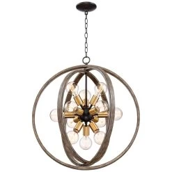 Possini Euro Stedman 25" 12-Light Gold And Wood Sputnik Orb Chandelier -Famous Lighting Store possini euro stedman 25 inch 12 light gold and wood sputnik orb chandelier 15c89