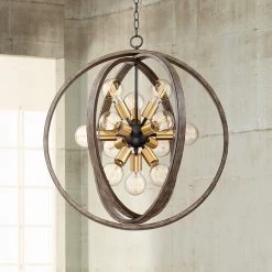 Possini Euro Stedman 25" 12-Light Gold And Wood Sputnik Orb Chandelier -Famous Lighting Store possini euro stedman 25 inch 12 light gold and wood sputnik orb chandelier 15c89cropped