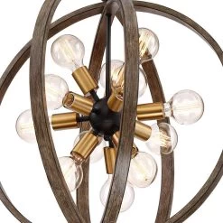 Possini Euro Stedman 25" 12-Light Gold And Wood Sputnik Orb Chandelier -Famous Lighting Store possini euro stedman 25 inch 12 light gold and wood sputnik orb chandelier 15c89views1