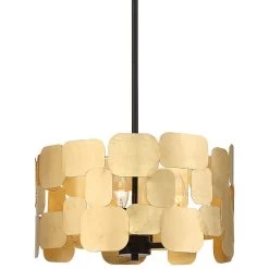 Possini Euro Stella 15" Wide Soft Gold Leaf Modern Pendant Light -Famous Lighting Store possini euro stella 15 inch wide soft gold leaf modern pendant light 96y23