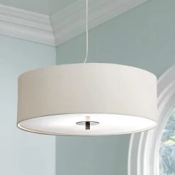 Possini Euro White Four Light 24" Wide Pendant Chandelier