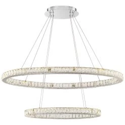 Possini Wainwright 48" Wide Crystal Double-Ring Dimmable LED Pendant -Famous Lighting Store possini wainwright 48 inch wide crystal double ring dimmable led pendant 66g07