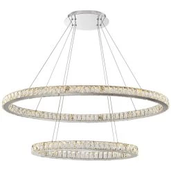 Possini Wainwright 48" Wide Crystal Double-Ring Dimmable LED Pendant -Famous Lighting Store possini wainwright 48 inch wide crystal double ring dimmable led pendant 66g07views3