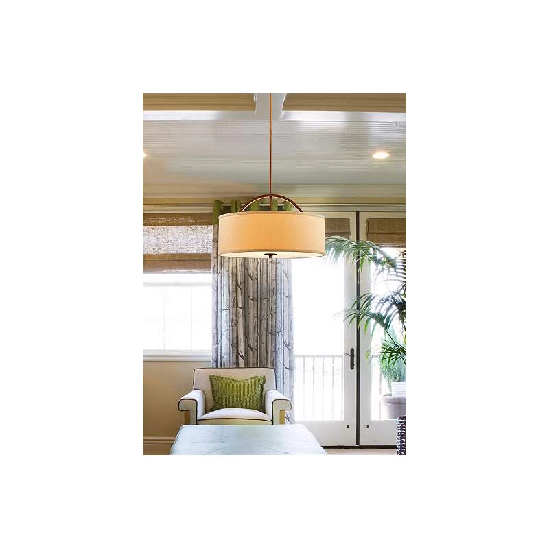 Halsted 20" Wide Linen Shade And Brushed Bronze Pendant Light 3 Halsted 20" Wide Linen Shade And Brushed Bronze Pendant Light