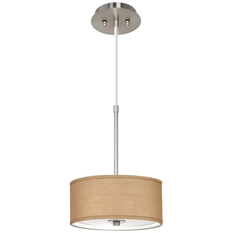 Woven Burlap 10 1/4" Wide Mini Pendant 3 Woven Burlap 10 1/4" Wide Mini Pendant