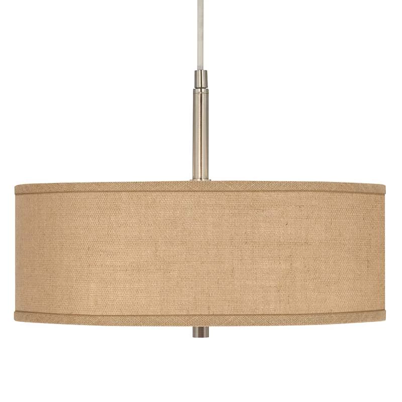 Woven Burlap 16" Wide Pendant Chandelier 4 Woven Burlap 16" Wide Pendant Chandelier - Image 2