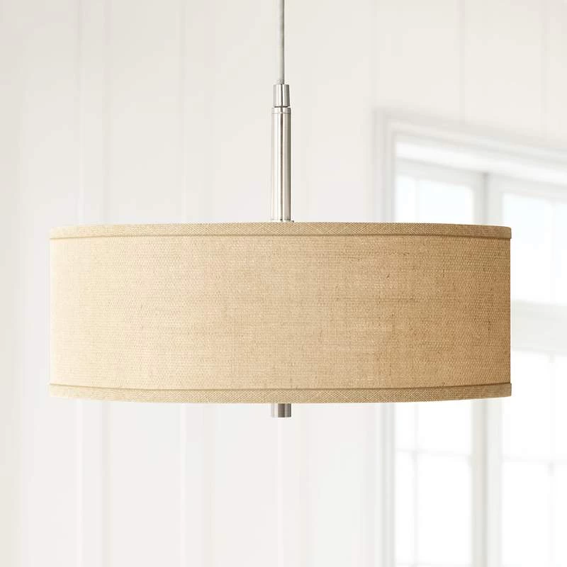 Woven Burlap 16" Wide Pendant Chandelier 3 Woven Burlap 16" Wide Pendant Chandelier